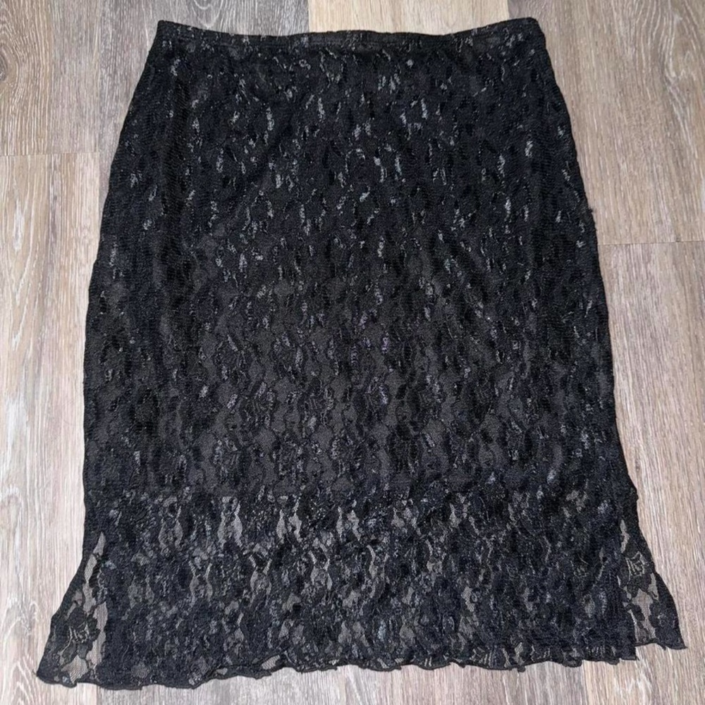 Chesley Vintage Black floral lace midi skirt - Size Medium - Picture 4 of 7